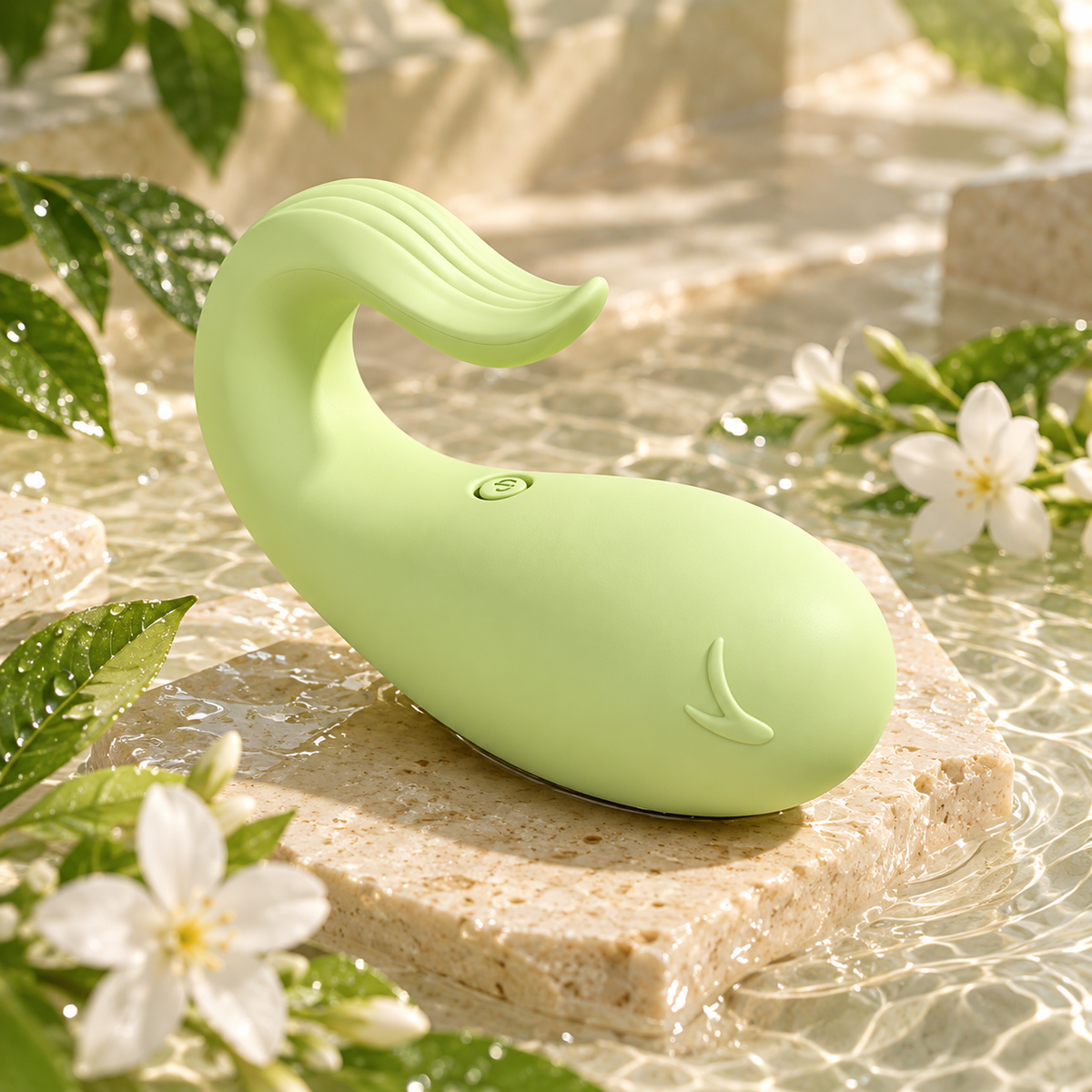 The Little Splash green whale-shaped app-controlled vibrator